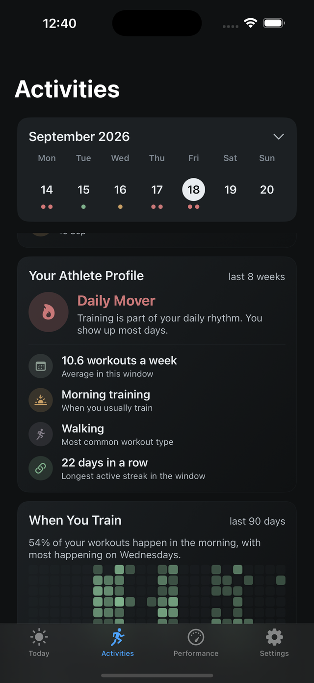 Athlete Profile screenshot (ios)
